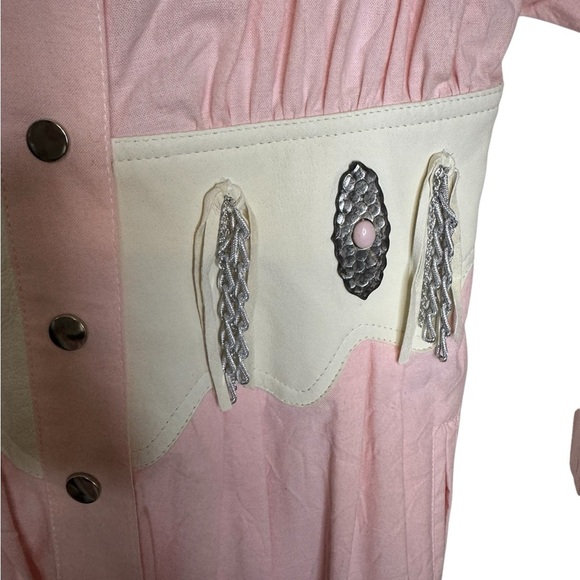 ✨ Vintage Western IIF Pink Embellished Jumpsuit Snap Button Long Sleeve Sz 4 ✨ - Picture 3 of 11